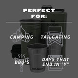 Stanley Stainless Steel Shot Glass and Flask Gift Set - Hammertone Green