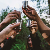Stanley Stainless Steel Shot Glass and Flask Gift Set - Hammertone Green