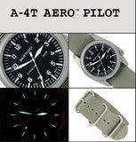 Bertucci A-4T AERO PILOT 44mm TITANUIM Vintage Pilot Watch, Model: 13456