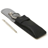 DASSARI Textured Italian Black Leather Watch Pouch