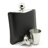Premium Polished 6oz Hip Flask in Brown Leather Slip
