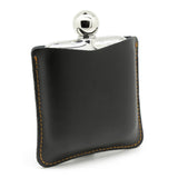 Premium Polished 6oz Hip Flask in Brown Leather Slip