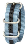 BERTUCCI Heavy-Duty Nylon Webbing Band, 22mm Sea Gray with Black Stripe