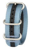 BERTUCCI Heavy-Duty Nylon Webbing Band, 22mm Sea Gray with Black Stripe