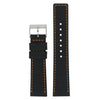 DASSARI Premium 22mm Black Nylon Quick Release Strap with Orange Stitching & Leather Backing