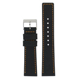 DASSARI Premium 22mm Black Nylon Quick Release Strap with Orange Stitching & Leather Backing