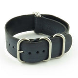 Faded Black Vintage Leather 20mm Nato Strap with Heavy Duty Rings